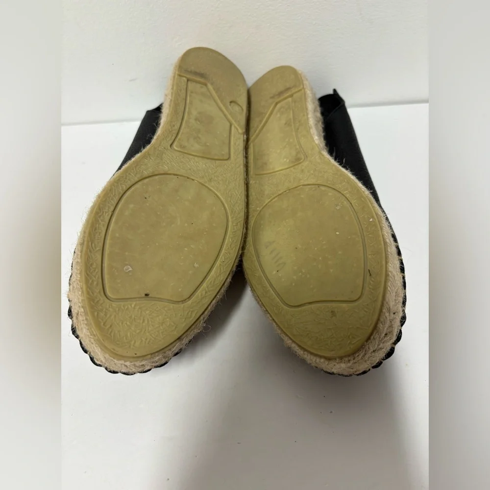 ANTHROPOLOGIE Pilcro SlingbackBlack Leather Tan Espadrille Flats Womens 37 6-6.5